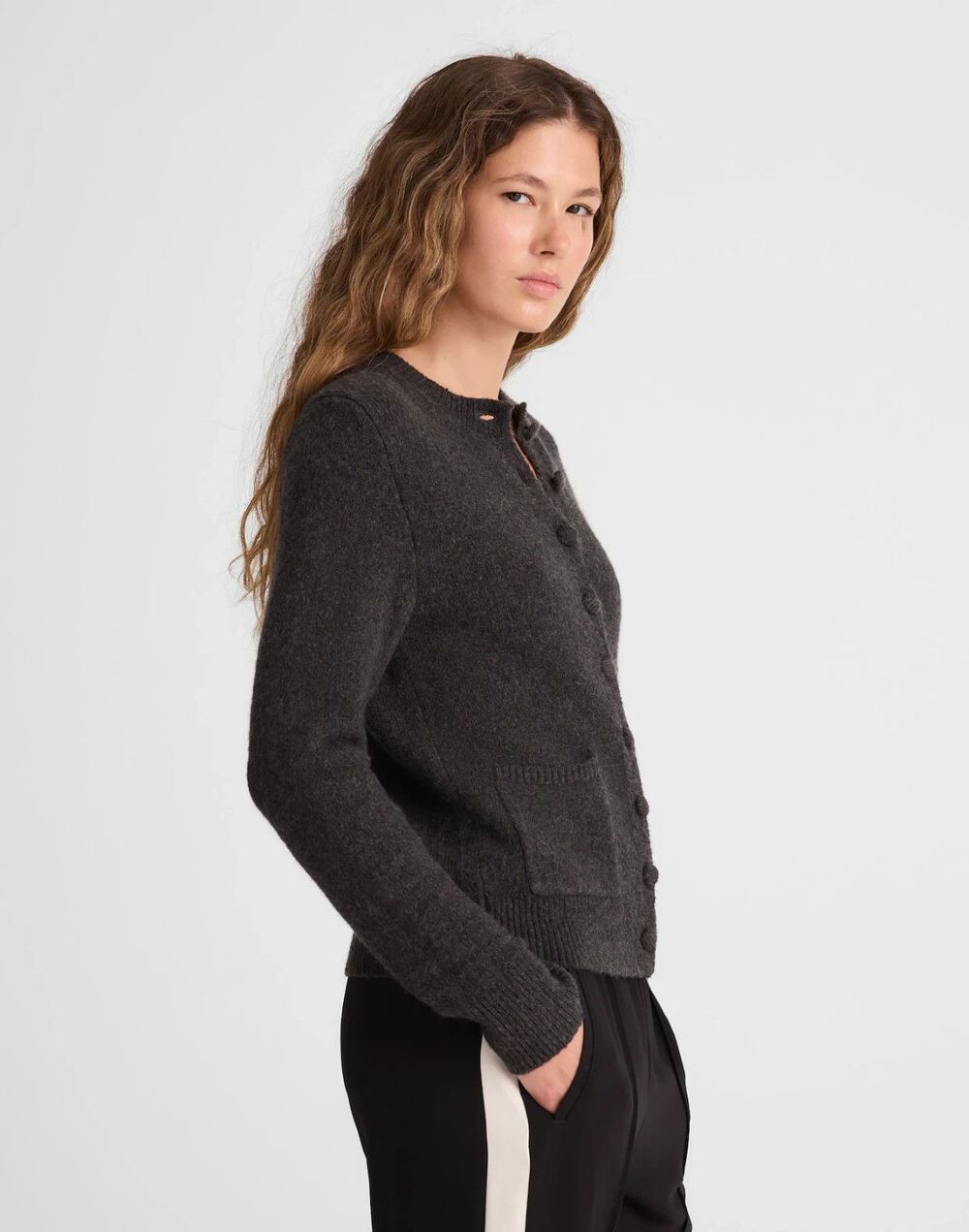 Madewell Cardigan Sweater Womens Small Gray Cotton Merino Blend Patch-Pocket NWT - Picture 4 of 9